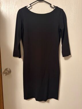 Amanda Uprichard Classic Black Sheath Dress V-neck Back Size Medium